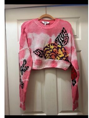Msgm tie dye floral runway cotton sweater oversized small